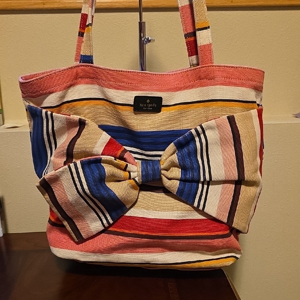 Kate Spade Colorful Striped Tote with Bow